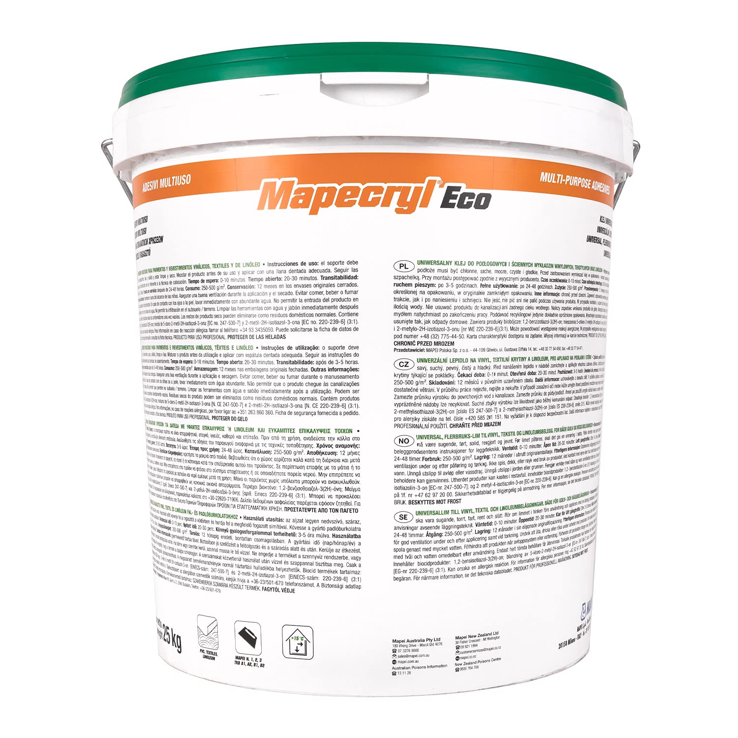 Uniwersalny klej do wykładzin winylowych, tekstylnych oraz naturalnego linoleum MAPEI MAPECRYL ECO 25kg