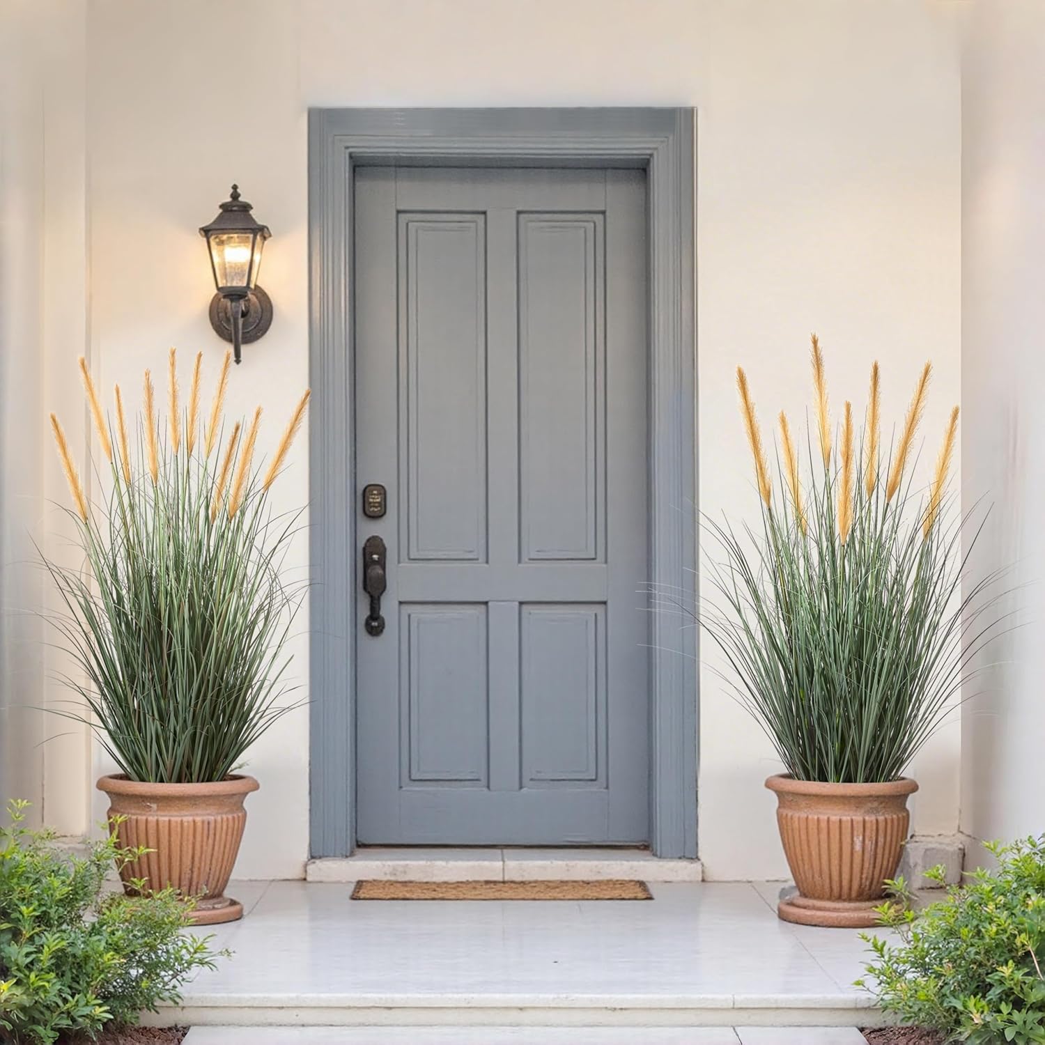 3ft Onion Grass, Artificial Plant and Greenery, Fake Floor Plants Indoor Outdoor, Faux Horsetail Reed Grass with 7 Feathery Flower Heads, Potted, House Decorative