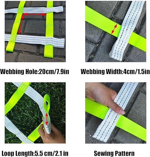 Miniatura 2 de DREAMOSA Red de escalada para niños, red de carga para escalar, juego de columpios para niños, campo de obstáculos, columpio, para exteriores,