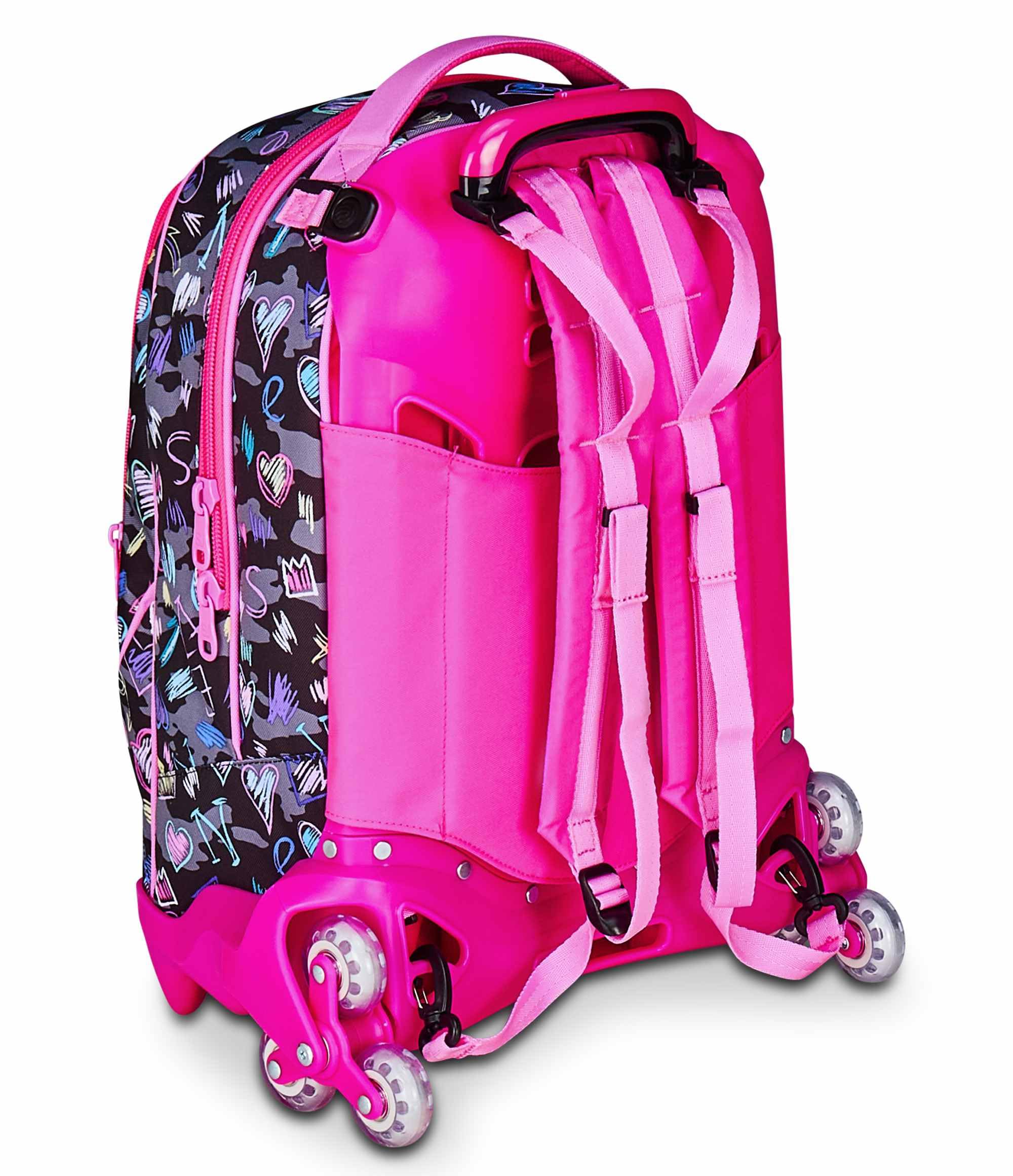 SJ GANG STYLE JAM GANG Trolley Scuola Jack 3 Ruote, Multicolore, 3 in 1, Zaino Triplo Uso con Carrello Sganciabile, 33 L, Zaino Scuola Elementare, Zaino Bambina