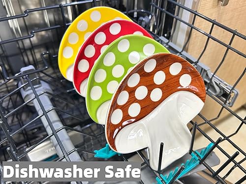 Miniatura 6 de Lindo soporte para cuchara y soporte de cerámica para la parte superior de la estufa, soporte para cuchara de café y cocina en forma de hongo para