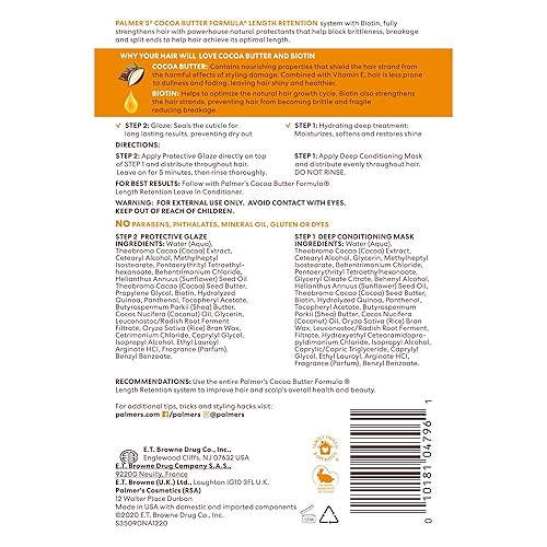 Miniatura 10 de Palmer's Mascarilla capilar de 2 pasos con retención de longitud de manteca de cacao y biotina, 1 onza