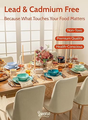 Miniatura 9 de Sweese Platos de postre de porcelana  Platos de ensalada de 7.8 pulgadas, platos pequeños para aperitivos, juego de 6  Lavavajillas, microondas y