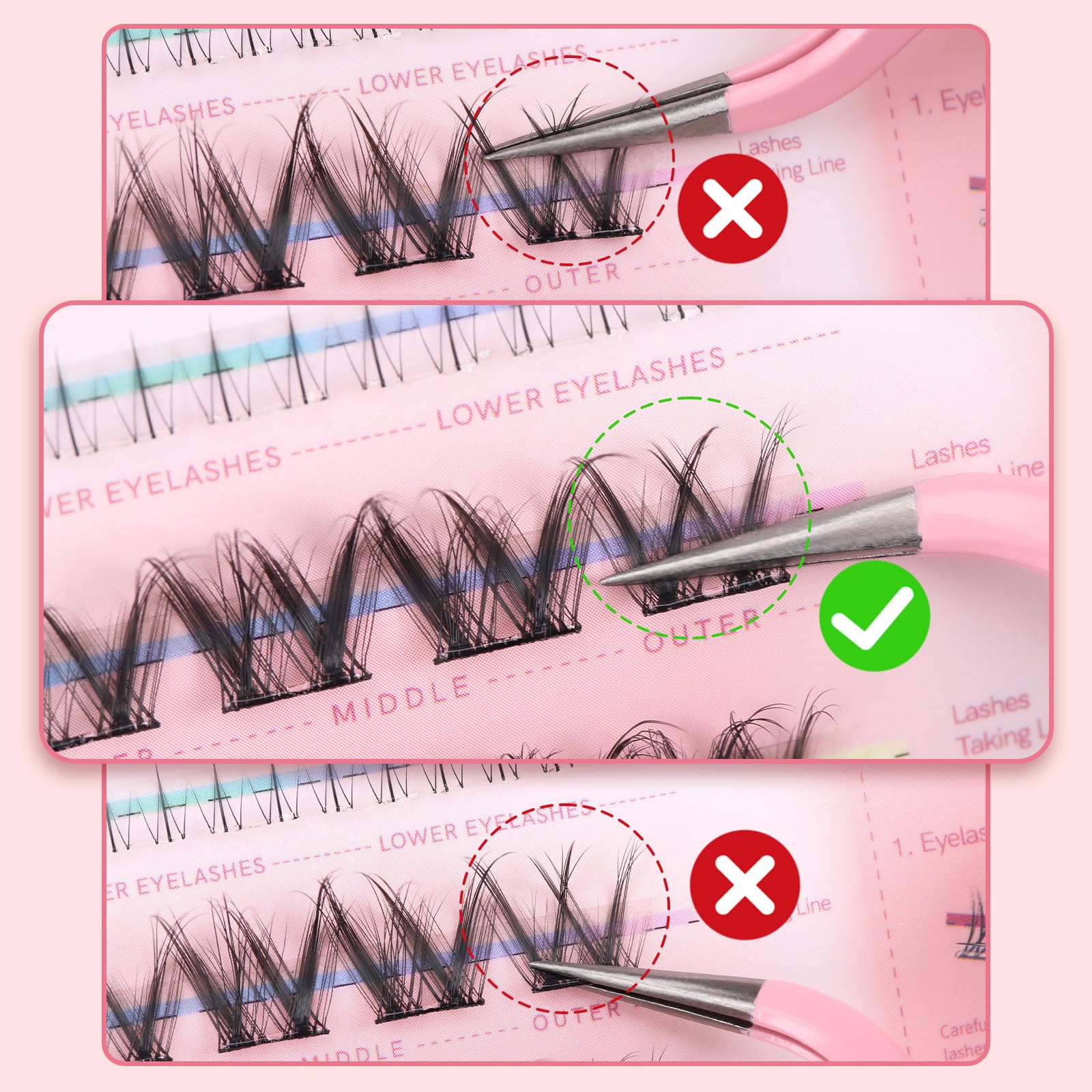 Mlen Diary Lashes Clusters, 100pcs 8-12mm False Lashes With Lash Bond and Seal Remover, Tweezers - Image 4