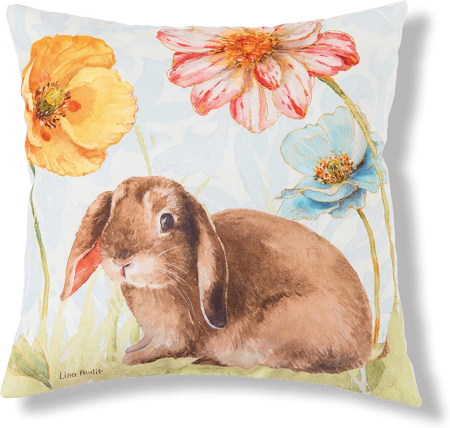 C&F Home Floppy Ear Easter Bunny Indoor/Outdoor Accent Throw Pillow 18" x 18" Spring Springtime Home Living Room Sofa Couch Chair Porch Sunroom Patio Terrace 100% Polyester Decor Decoration 18" x 18"