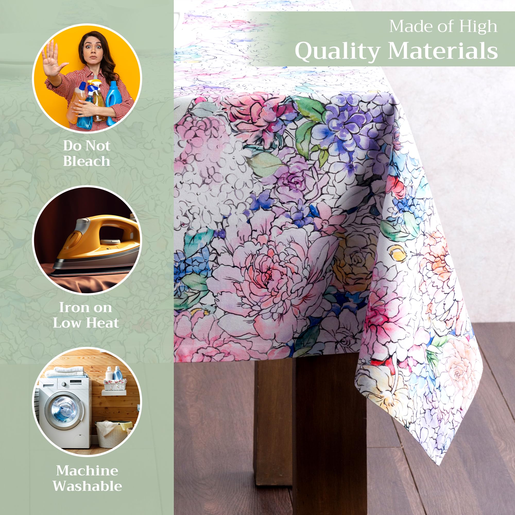 Maison d' Hermine Maison d' Hermine Table Cloth Square Table 100% Cotton 54 x 54 Inches Tablecloth Reusable Decorative for Dining Kitchen Room Farmhouse Home Easter Decorations Spring Summer - Floral Love in use