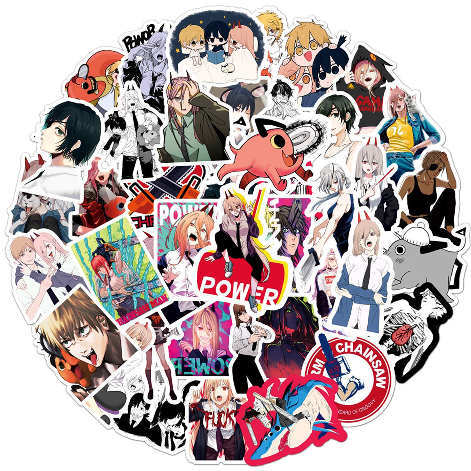 Buy Chainsaw Man Stickers, 50pcs, Anime Movie Sticker Pack Vinyl Decals