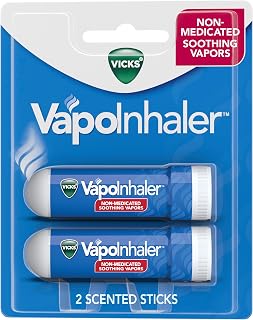 Vicks VapoInhaler Portable Nasal Inhaler with Menthol Vapors - Non-Medicated, Pocket-Sized, 2 Scented Sticks for On-the-Go Relief
