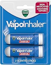 Vicks VapoInhaler, On-the-Go Portable Nasal Inhaler, Non-Medicated, With Refreshing Vicks Vapors, Menthol Scent , 2 Scented Sticks
