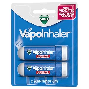 Vicks VapoInhaler On-the-Go Portable Nasal Inhaler Non-Medicated With Refreshing Vicks Vapors Menthol Scent 2 Scented Sticks