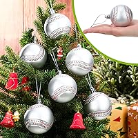 Vista 4 de Zhanmai Adornos navideños de béisbol y sóftbol de 2.4 pulgadas, de plástico, grandes colgantes para decoración de árbol, tema deportivo clásico