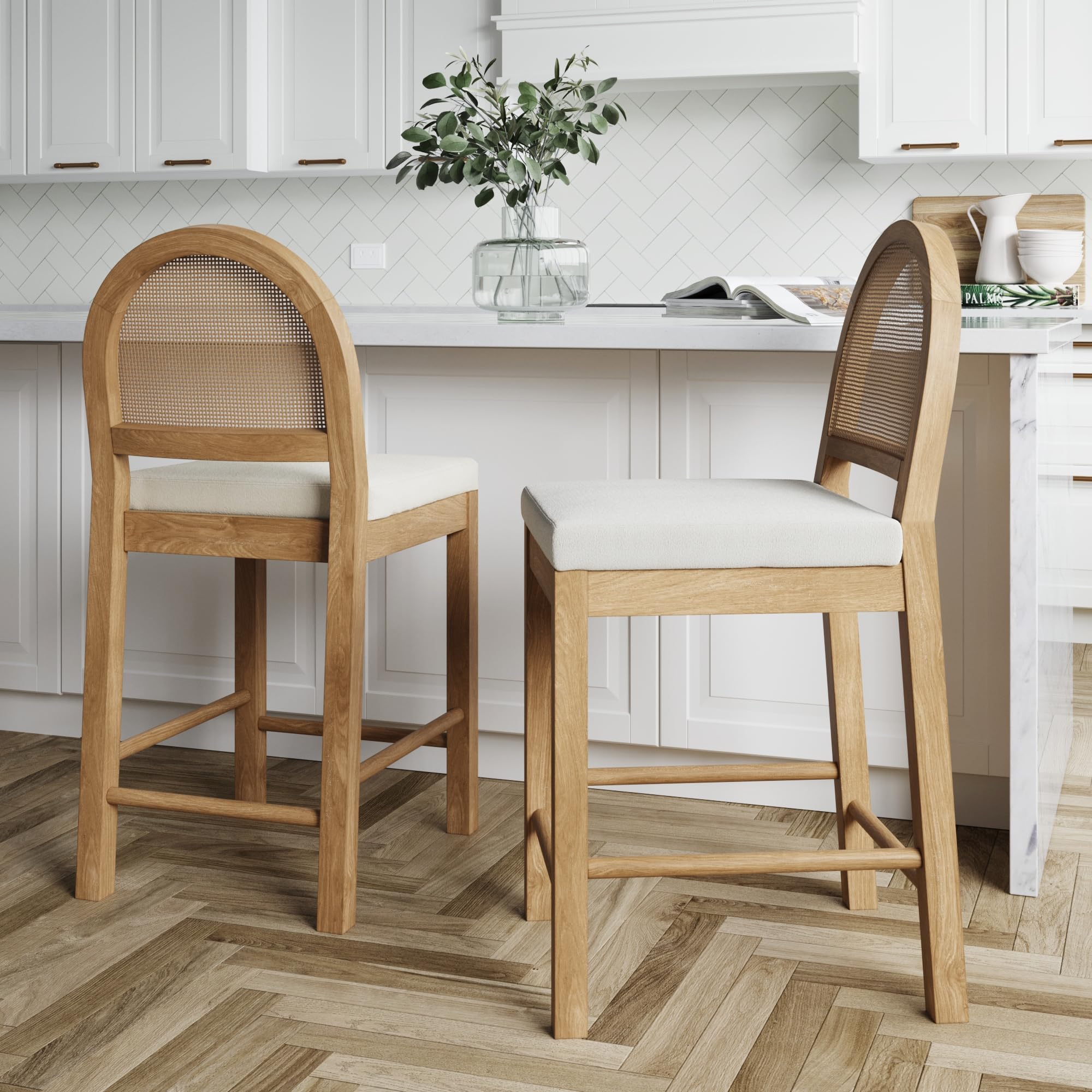 Nathan James Bailey Rattan Bar Stool Set of 2 - Light Brown