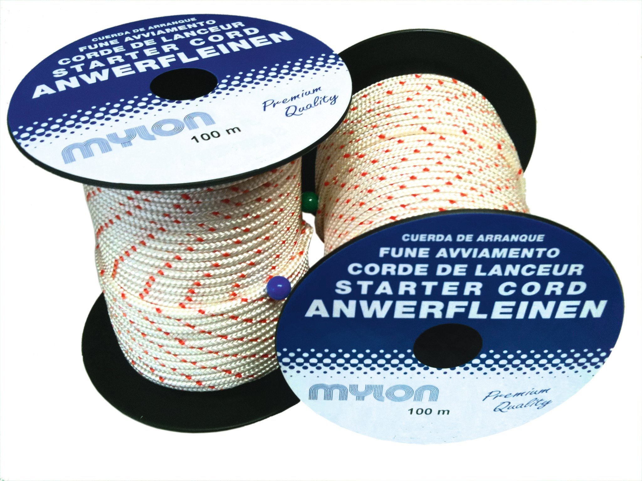 MYLON ROPES - Corde De Lanceur - Diamètre 5,5mm - Qualité Premium - Fabriqué En Allemagne - Pour Tondeuse, Débroussailleuse, Tronçonneuse & Plus - Orange - Rouleau De 100m