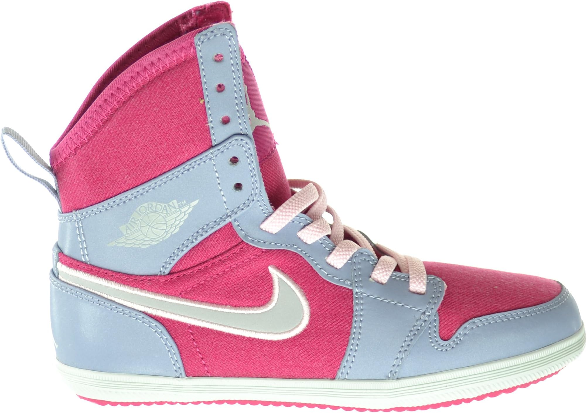 Jordan 1 Skinny High GP Little Kids Basketball Shoes Hyper Fuchsia/Metallic Platinum-Pebble Grey 602657-608