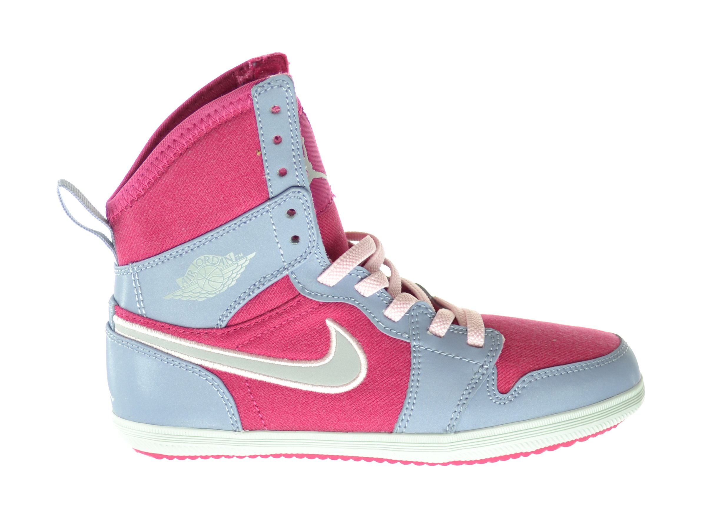 Jordan 1 Skinny High GP Little Kids Basketball Shoes Hyper Fuchsia/Metallic Platinum-Pebble Grey 602657-608