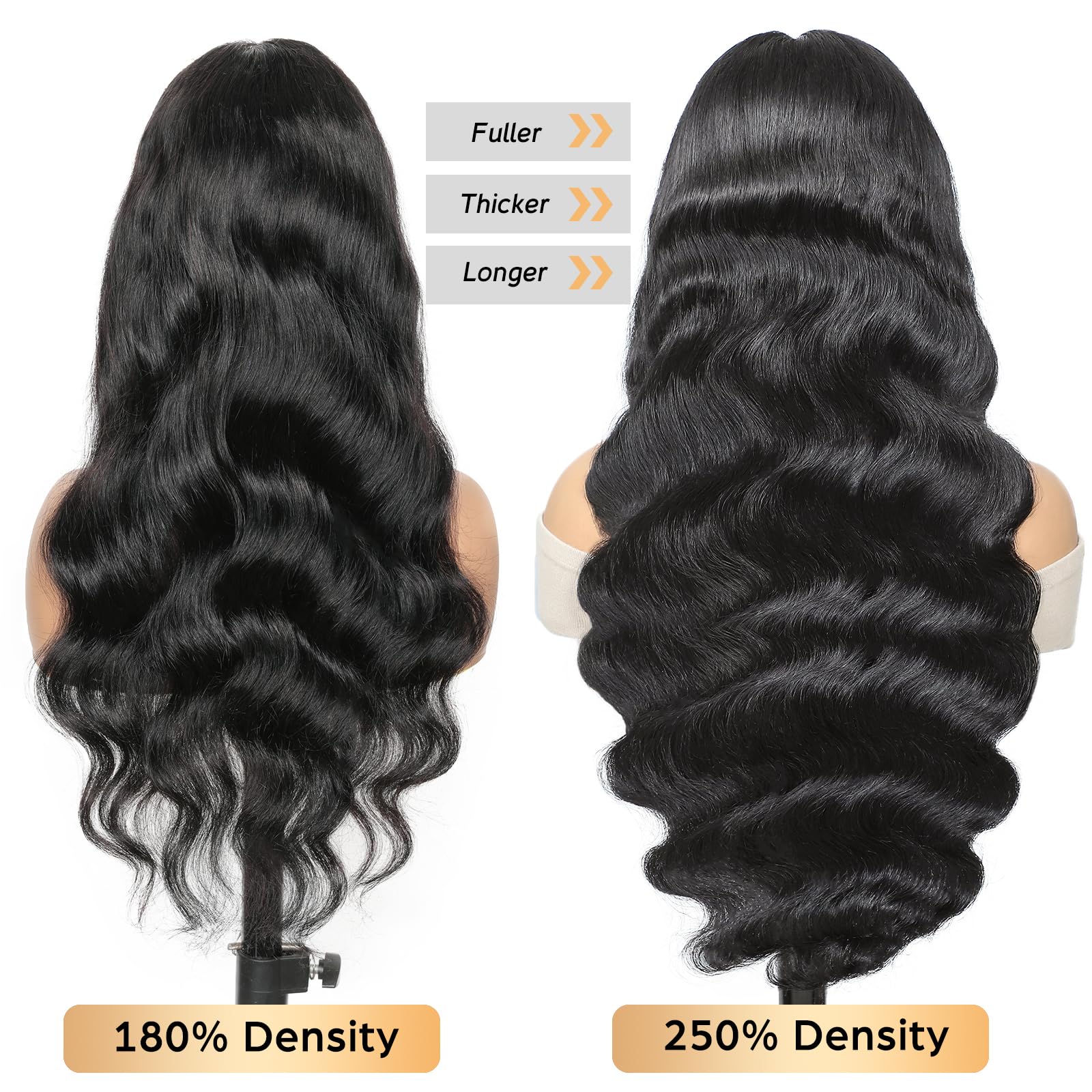32 Inch 250 Density Body Wave Full 13x6 HD Lace Front Human Hair Wigs Pre Plucked Frontal Brazilian Virgin Glueless Wigs Human Hair with Natural Hairline - Image 2