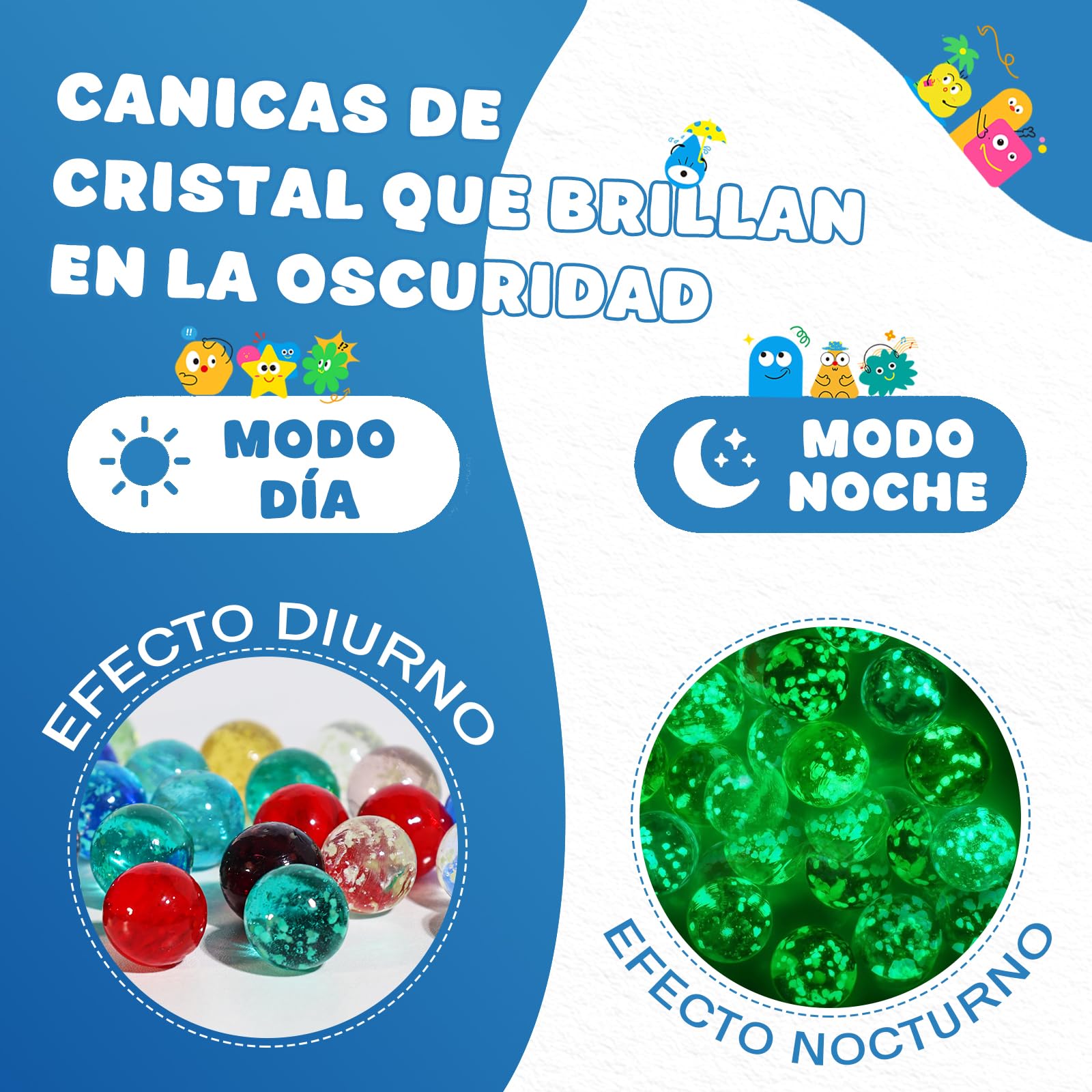 30 Piezas Canicas de Cristal Pequeñas, Mármoles de Cristal Que Brillan Oscuridad, Juego de Canicas para Niños, Mármoles de Vidrio Colorido para Bricolaje y Decoración del Hogar