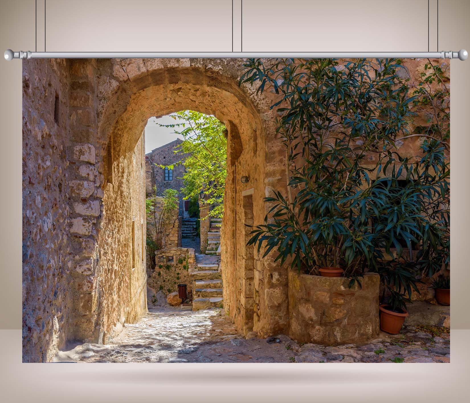 8x8FT (2.5x2.5m) Arco In Pietra Mediterraneo Sfondo Fotografico