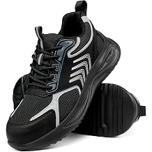 Aomigoct Mens Safety Work Shoes Steel Toe Protection & Puncture Guard for Construction - Shock-Absorbing & Breathable for All-Day Comfort in Light Industrial - Age 25-50