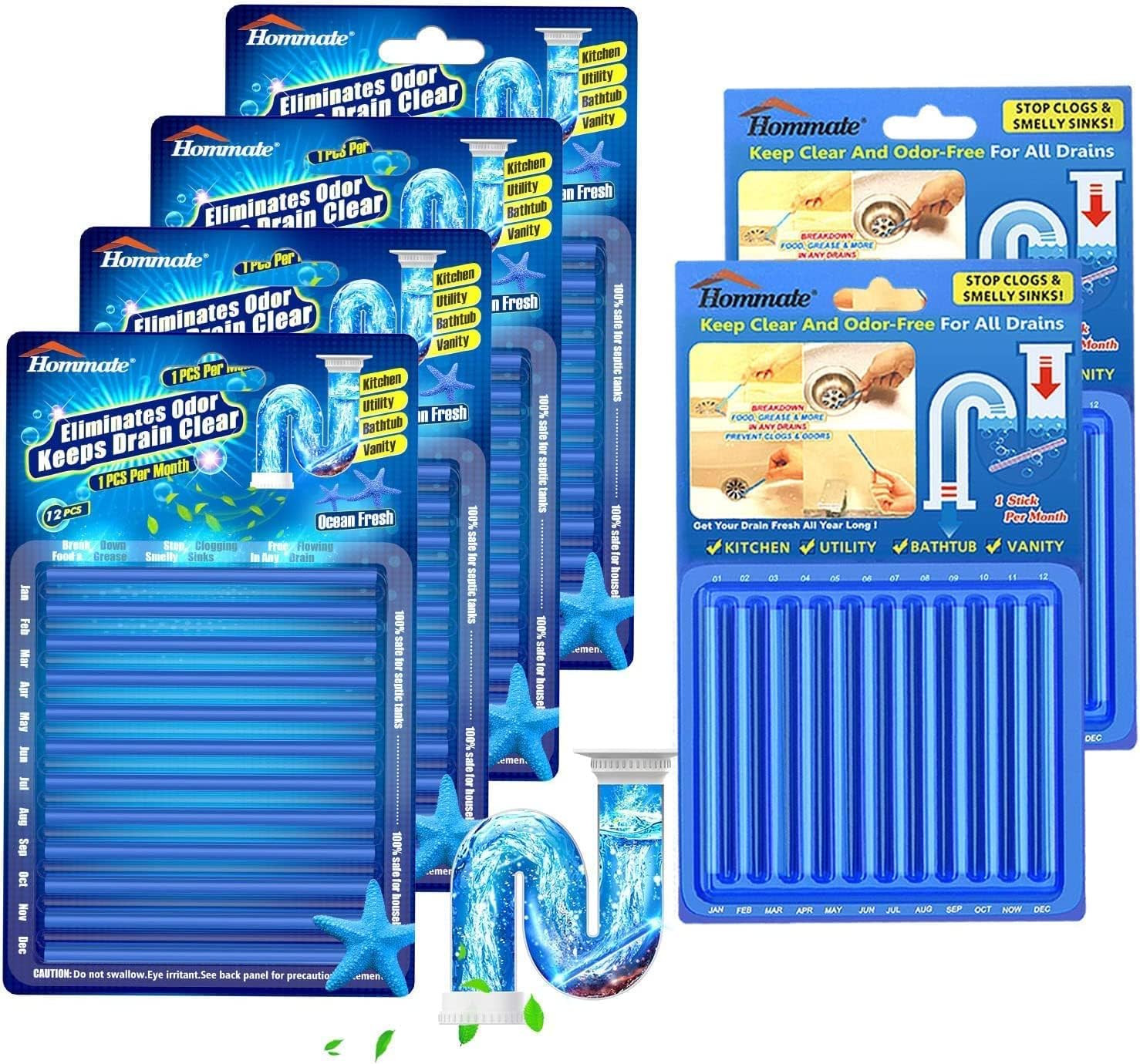 72pcs Blue Drain Cleaner Sticks Drainstix Stix Sink Drain