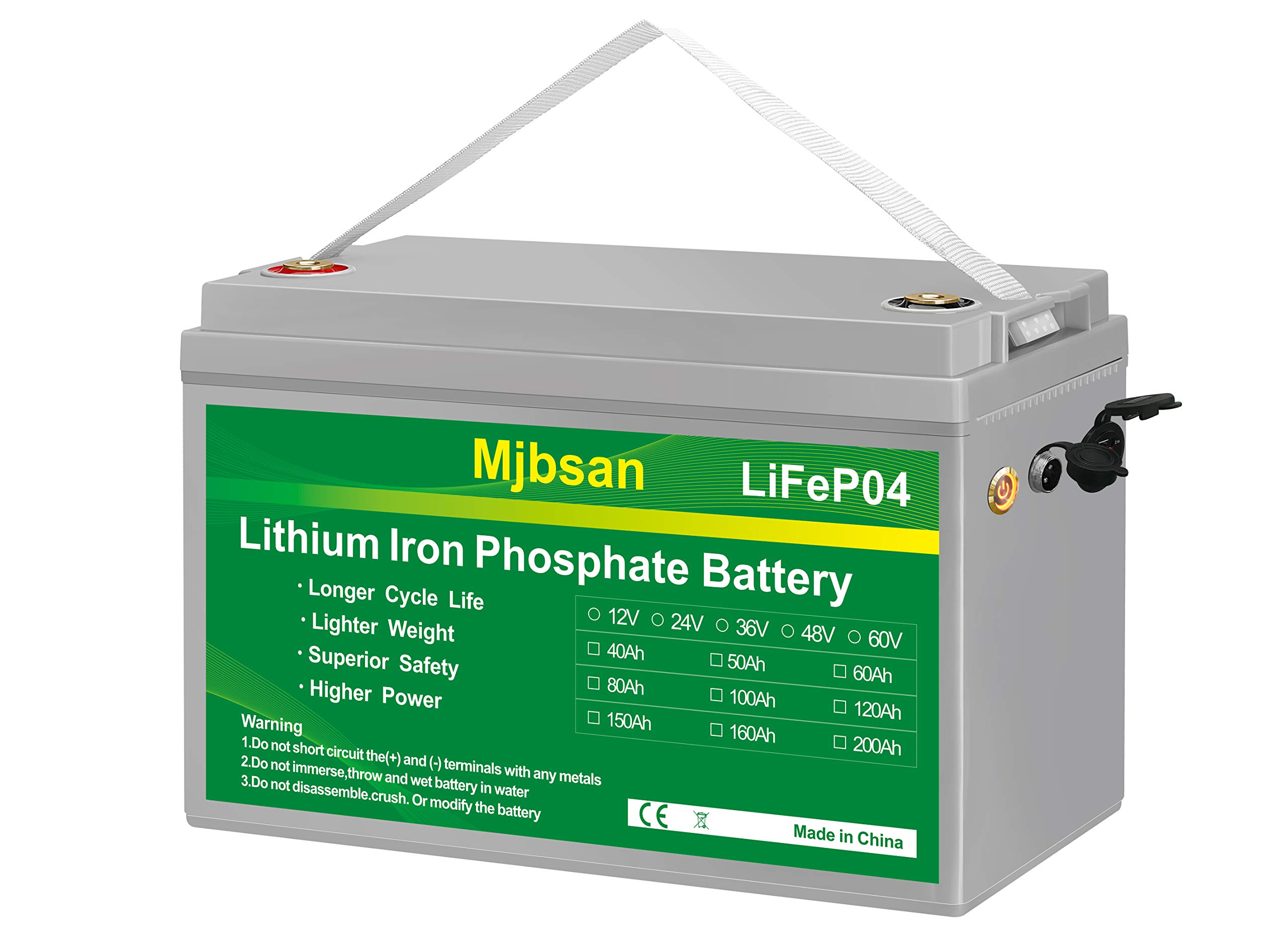 Mjbsan 12v 100ah 1280wh Lifepo4 Deep Cycle Lithium Battery Built ...