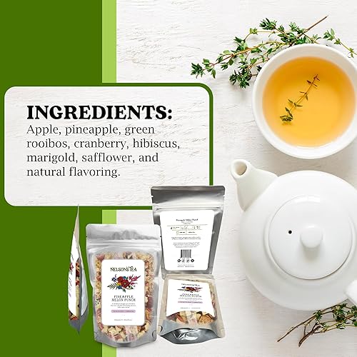 Miniatura 5 de Nelson's Tea Ponche de piña y melón - Té verde rooibos cortado y tamizado con manzana, arándano, hibisco, marigod y cártamo té de hojas sueltas