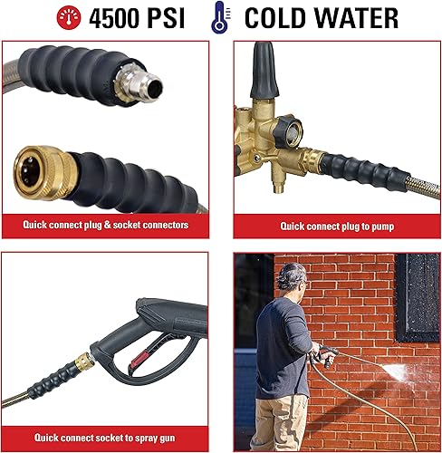 Miniatura 3 de SIMPSON limpieza 41028 3/8 pulgadas por 50 pies 4500 PSI repuesto/extensión de manguera de agua fría para lavadoras a presión