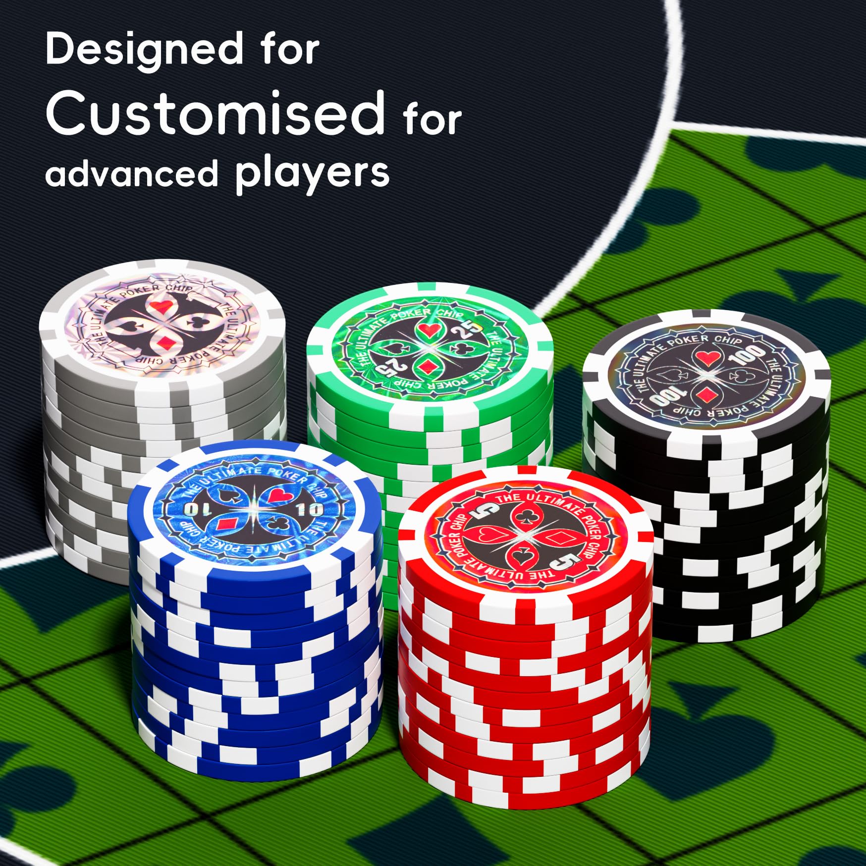 Texas Holdem Pokerchips-Set, 500-teiliges Poker-Set, Denomination Pokerchip-Set mit nummerierten, professionellen Casino-Chips, Aluminiumgehäuse, 11,5 g Gaming-Chips für Texas Hold'em, Blackjack-Spiel