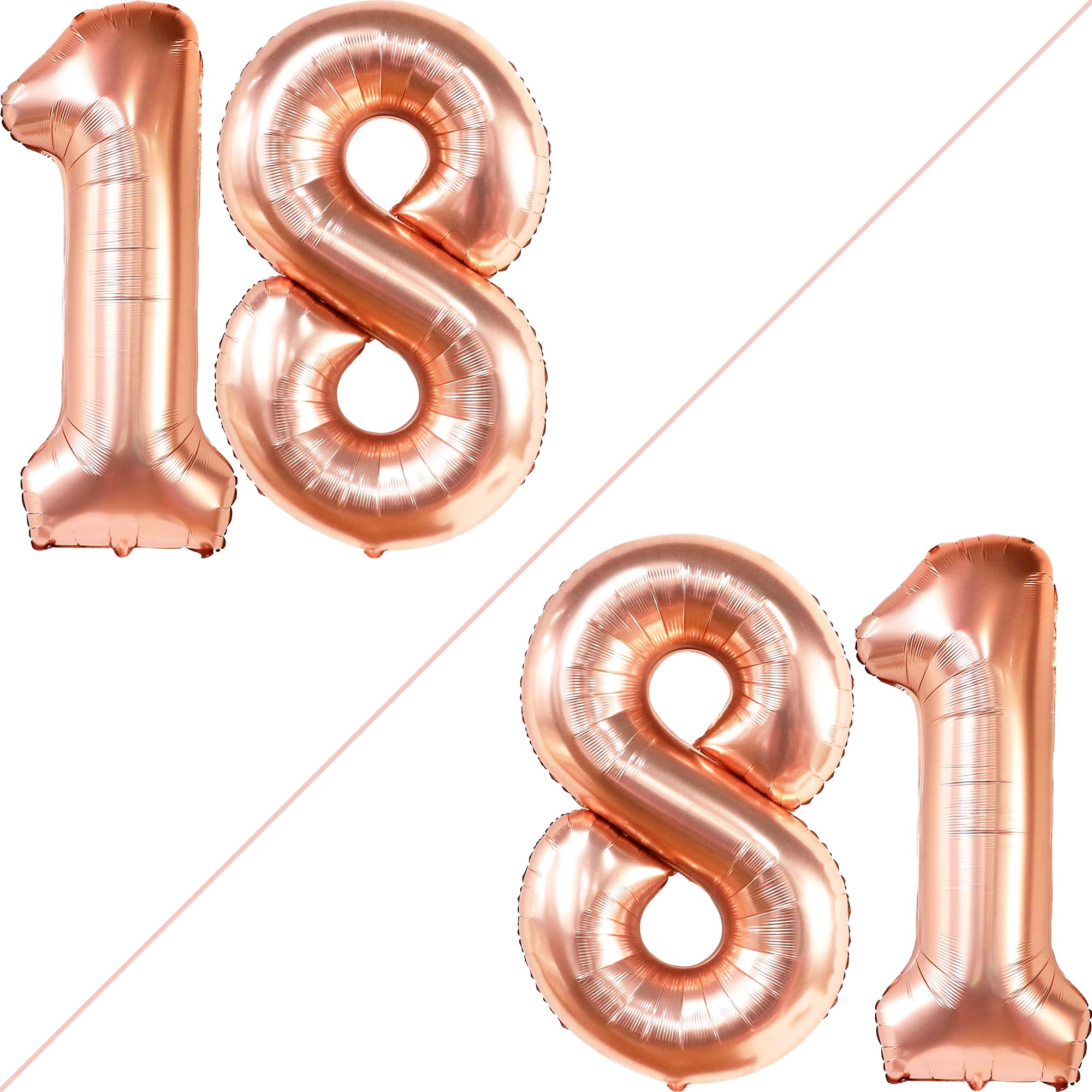 KatchOn Rose Gold 18 Balloon Numbers - 40 Inch | 18th Birthday Decorations for Girls