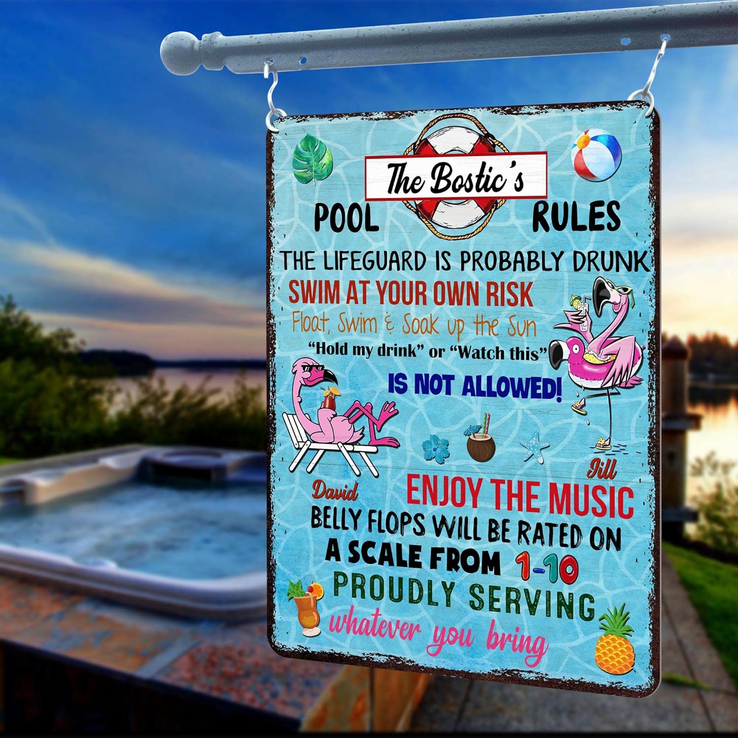 V Vibepy All Over Printed No Real Led Neon, Personalized Pool Signs, Metal Bar Sign, Backyard Bar Sign, Bar Grill Sign, 8x12", 12x18", 16x24 Pool Bar Sign, Backyard Sign, Summer Sign (009)