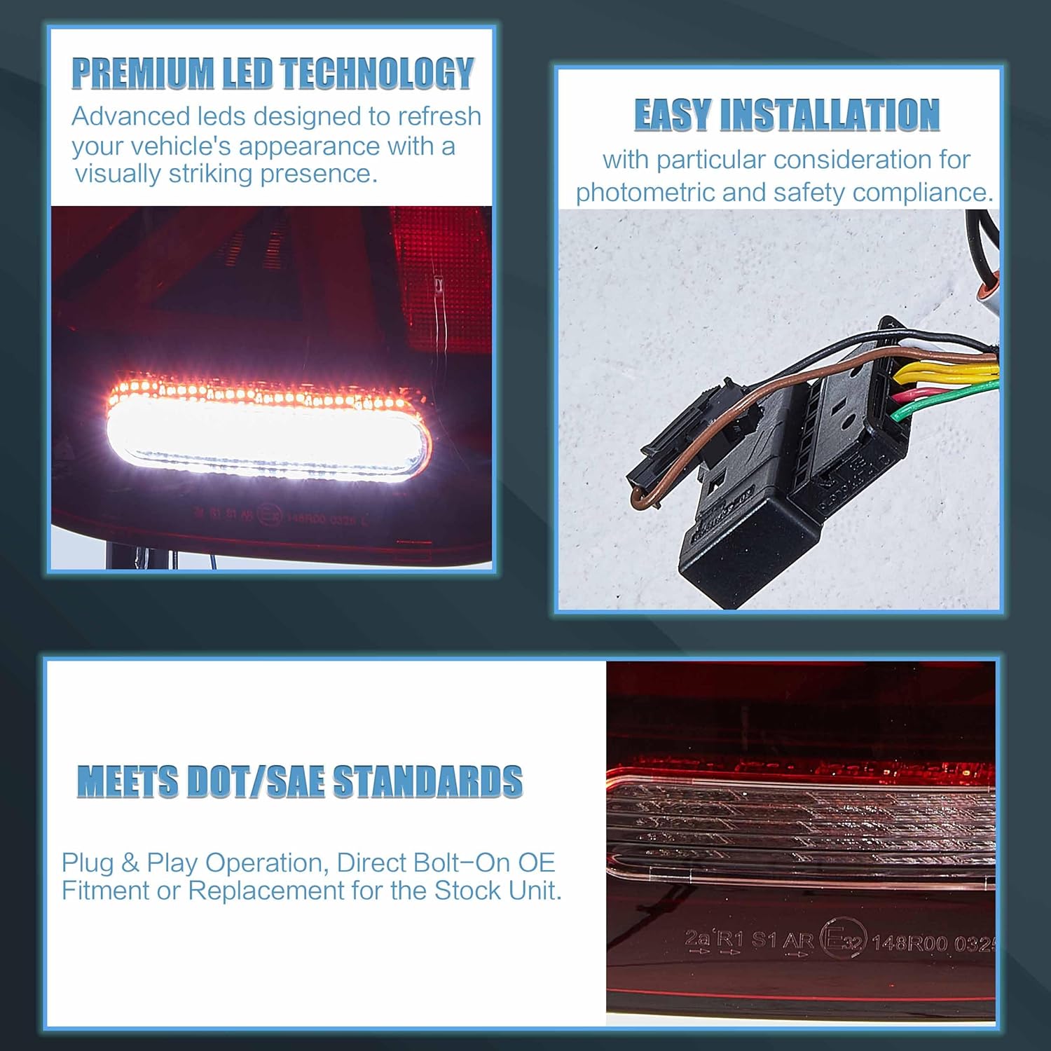 VLAND Taillights Assembly Fit for 2001-2006 BMW Mini Cooper R50 R52 R53, 1st Gen Mini Cooper, Red