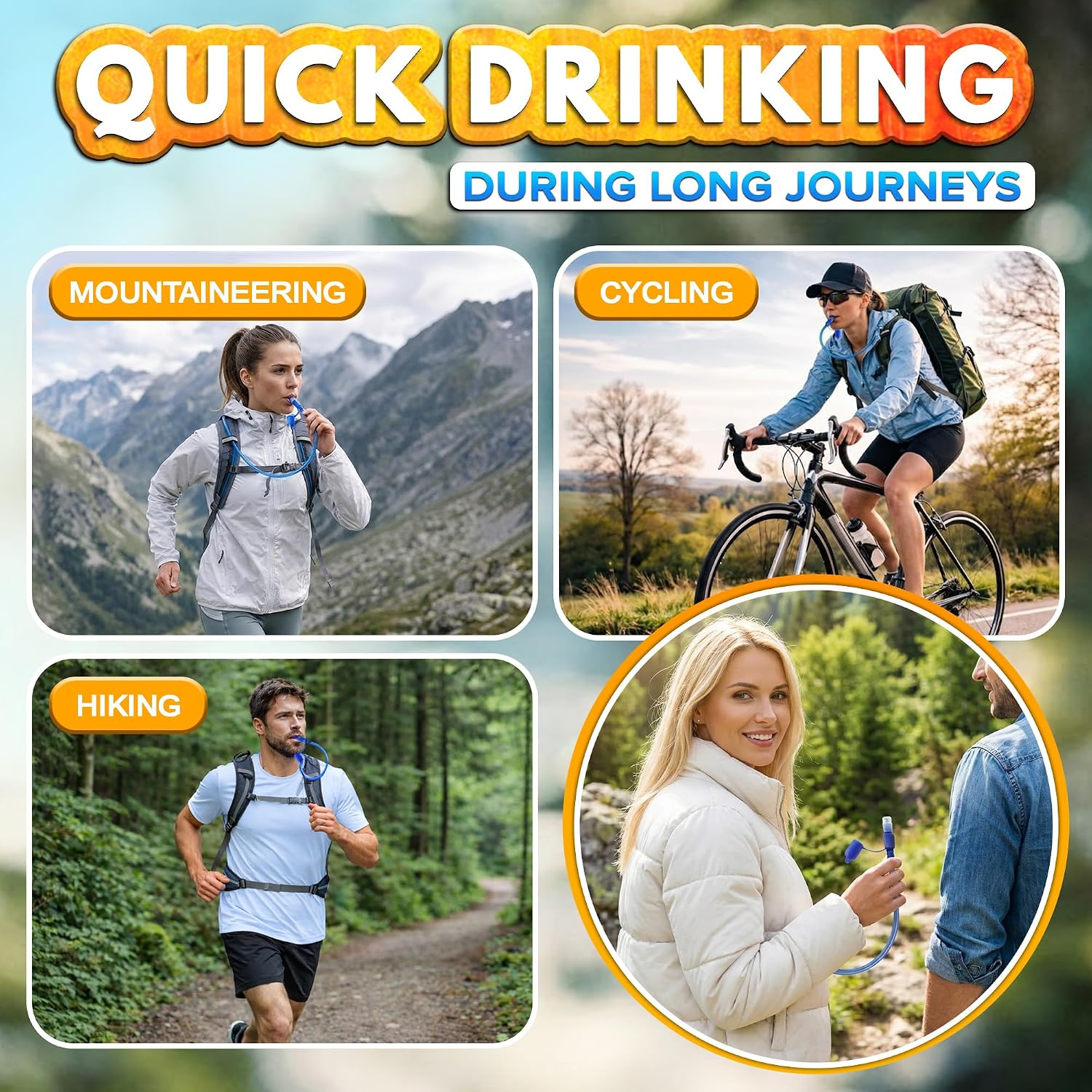 Water Bladder for Hiking Backpack – 1L/1.5L TPU Material Hydration Bladder with Readable Markup, Large Opening Lid, Mouthpiece Cap & Easy Tube Connection – Water Pouch for Backpac , Camping Trips