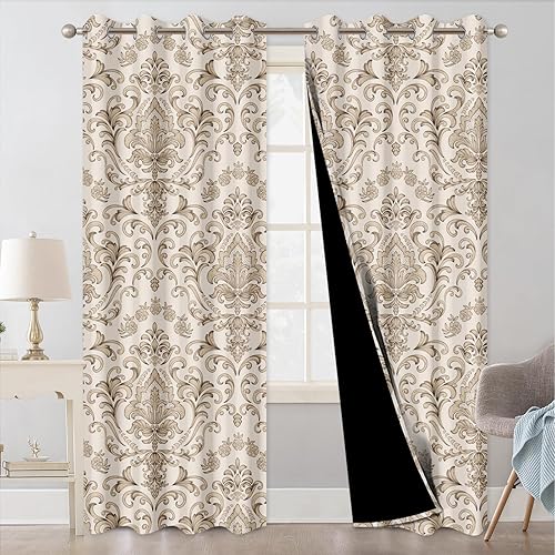 Miniatura 25 de Cortinas florales opacas para dormitorio y sala de estar, cortinas opacas para oscurecer la habitación insonorizadas y con aislamiento térmico para