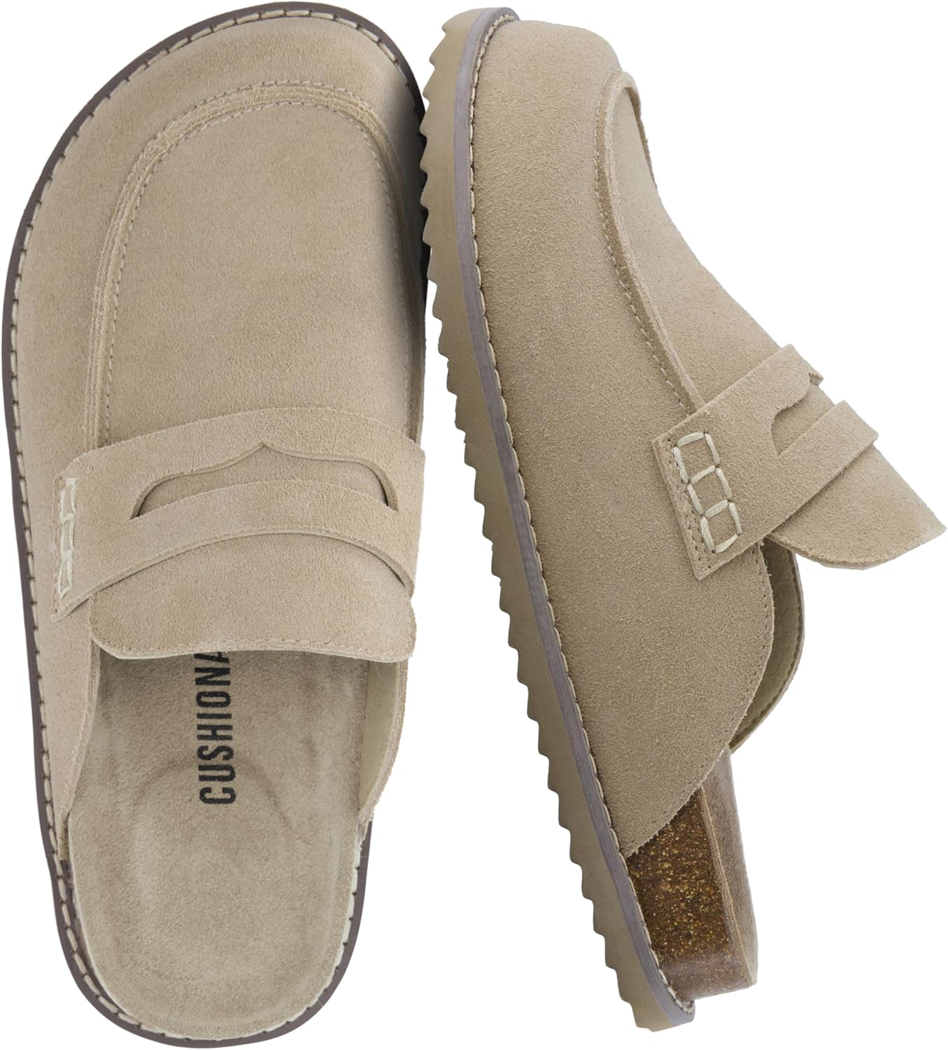 CUSHIONAIRE Zola Women’s Penny Clog Mule – Suede Slip-On with Memory Foam, Cork Footbed & Flexible Outsole