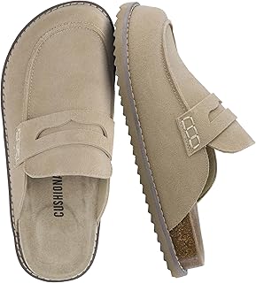 CUSHIONAIRE Zola Women’s Penny Clog Mule – Suede Slip-On with Memory Foam, Cork Footbed & Flexible Outsole