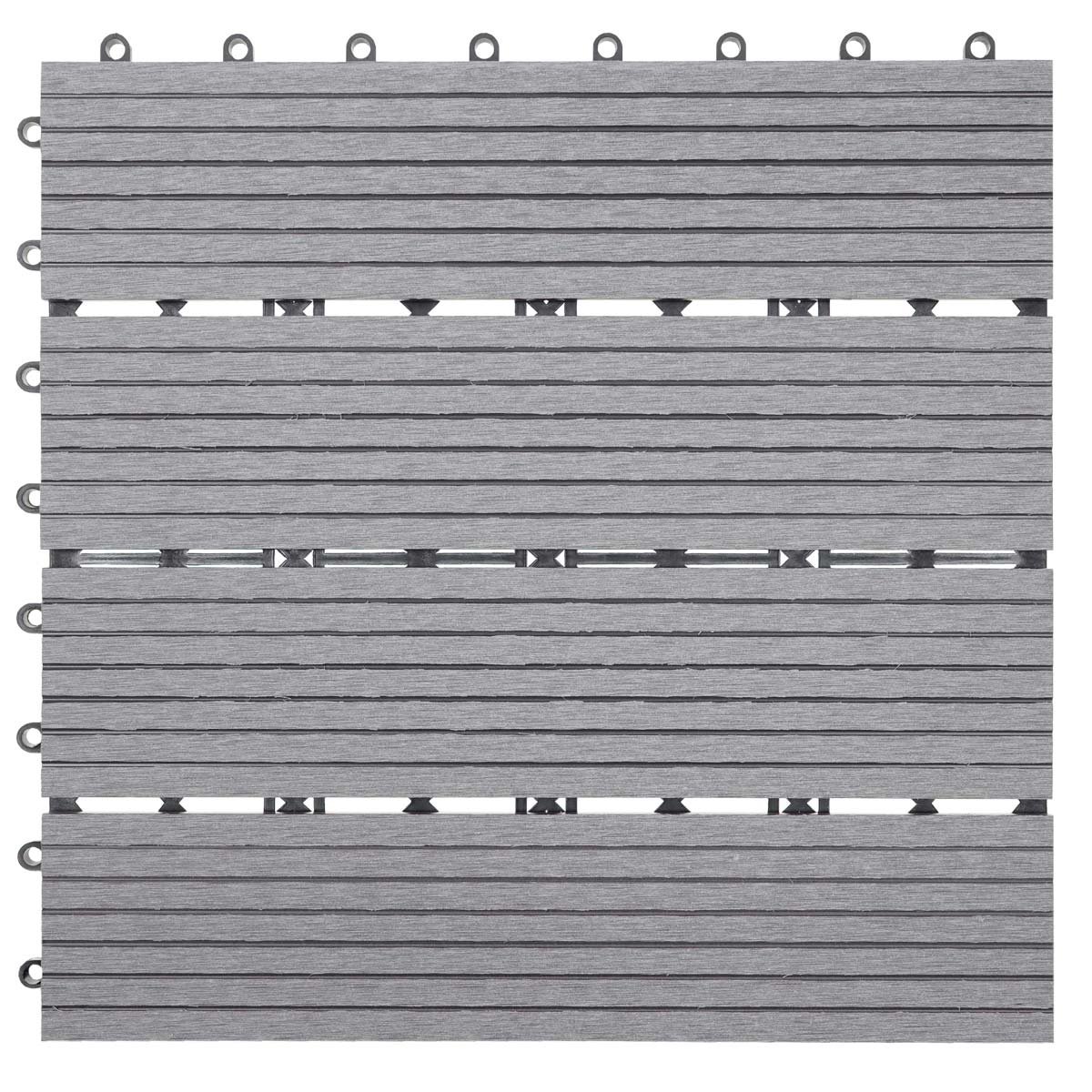 Mendler Piastrelle pavimentazione da Esterno Rhone T831 WPC 30x30cm 11 Pezzi 1mq - Grigio lineare