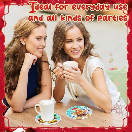 Miniatura 6 de 48 piezas de posavasos de pintura de diamantes para niñas africanas de Navidad, con soporte, posavasos de pintura para niñas negras, posavasos de