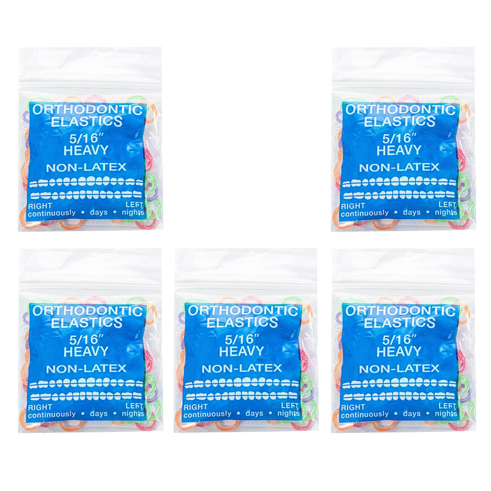 JMU Orthodontic Rubber Bands, Neon, 5/16 Inch Heavy 6.5oz 500 Pack Orthodontic Elastics, Latex Free Dental Rubber Bands Made in USA