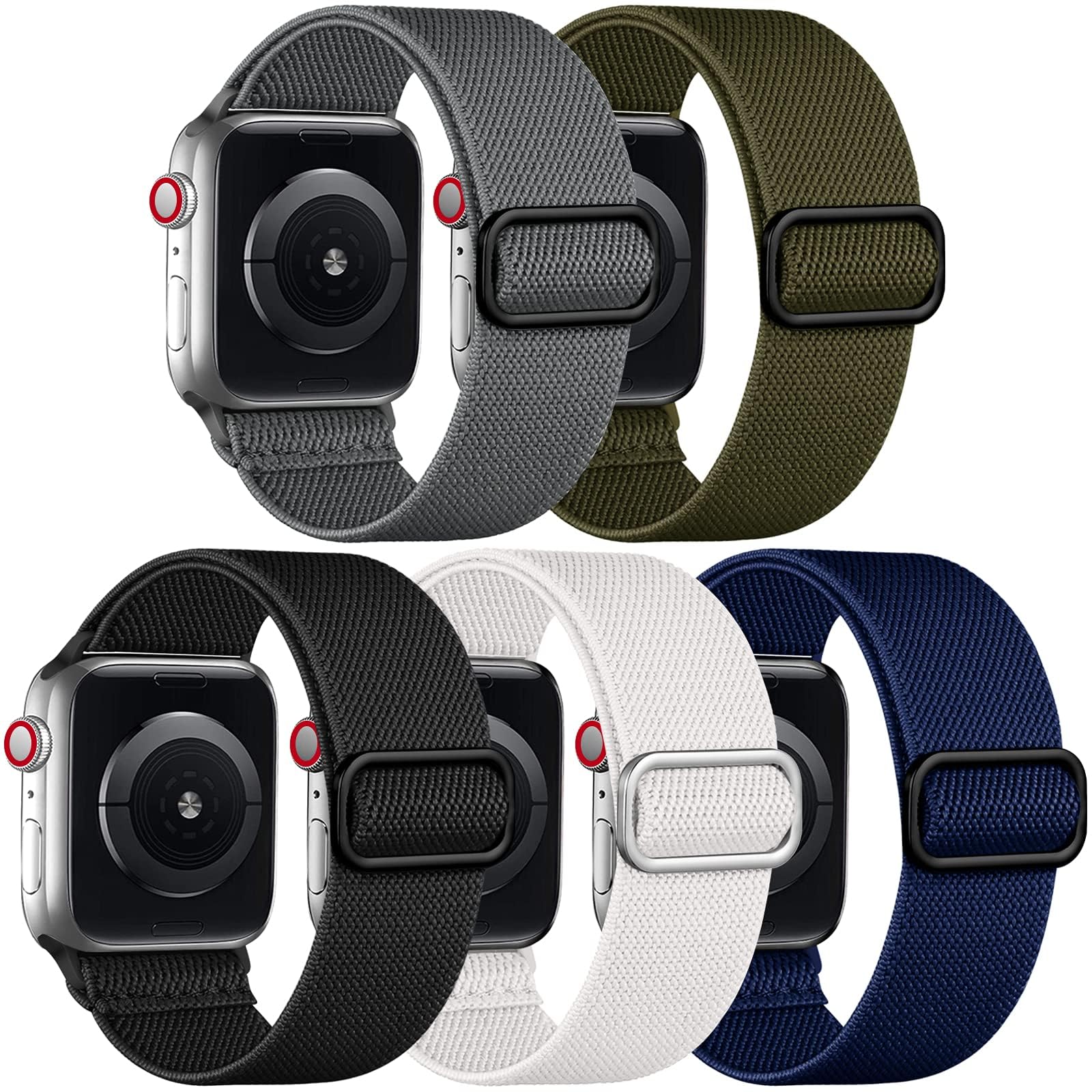 Adorve Nylon Sport Loop Band für Apple Watch Armband 44mm 46mm 45mm 49mm | Elastisch Atmungsaktiv Stoff Bänder für Apple Watch iWatch Armband Series 12 11 10 9 8 7 6 5 4 3, SE 3 2 Ultra 4 3 2 1 Herren