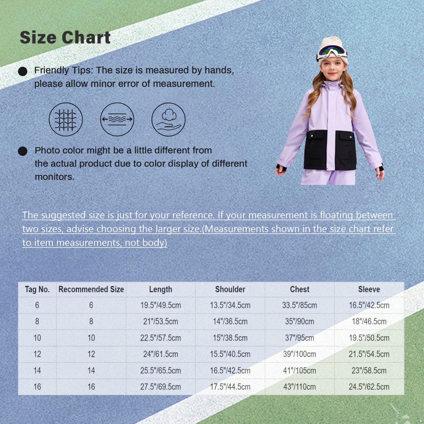 Jugaoge Veste de Ski à Capuche pour Enfant Fille Garçon Veste de Neige Randonnée Zippée Manteau Blouosn Jackets