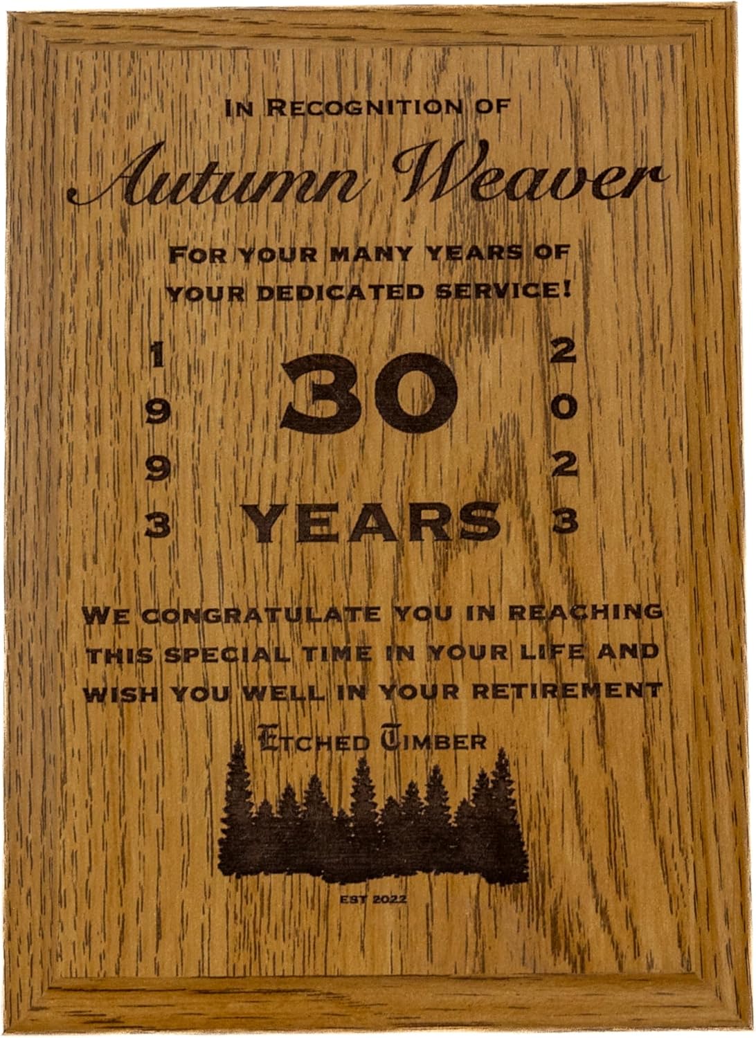 Custom Retirement Award Plaque Engraved Memorial Plaque Personalized Employee Retirement Gifts (Cherry w Silver, 9x12 inch)