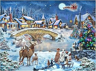 CGRLVDXW Christmas Puzzles 500 Piece, Christmas Night in Winter 500 Piece Puzzles, 500 Piece Jigsaw Puzzle for Adults Challenging Puzzle 27x 20inch