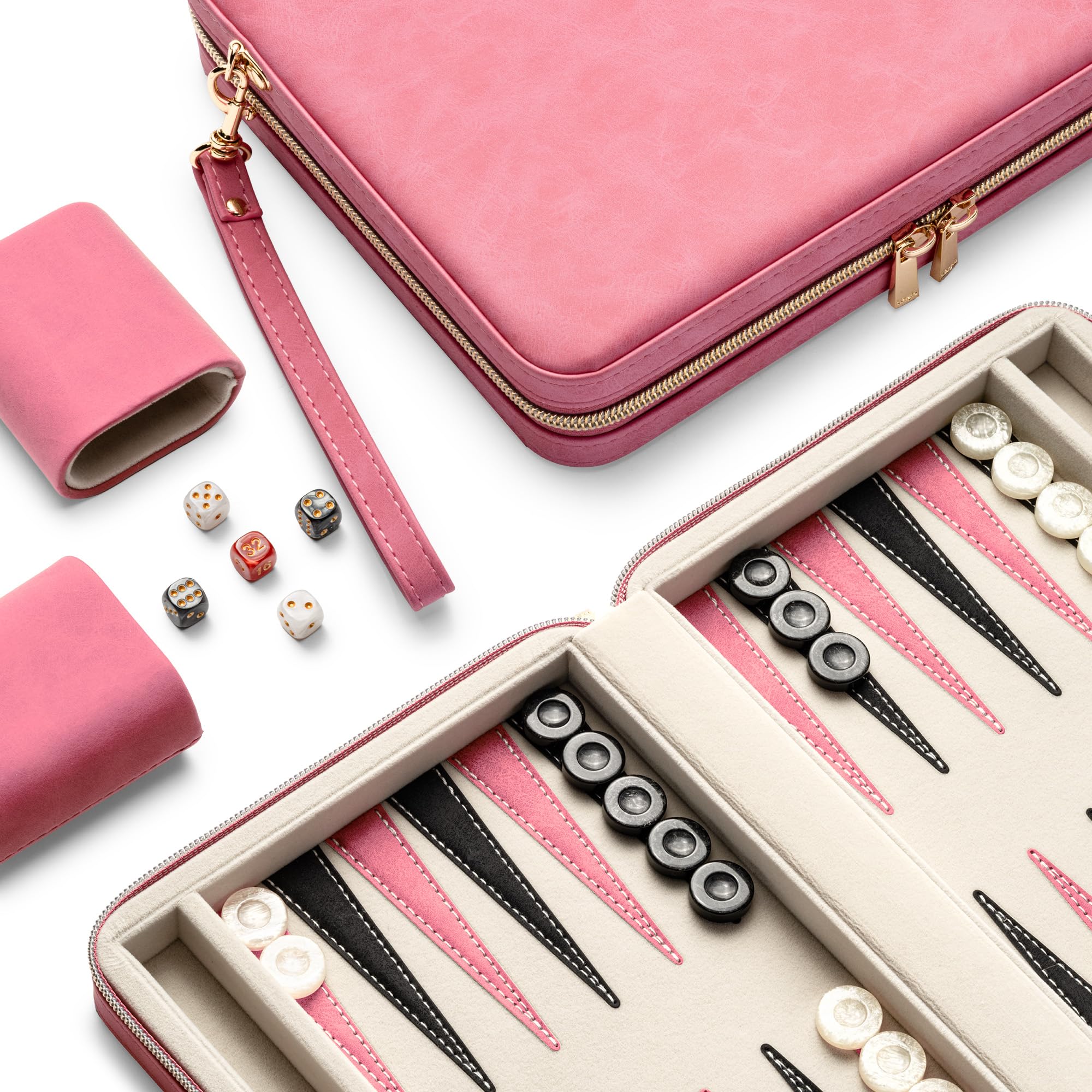 Backgammon Sets for Adults and Kids, Classic Backgammon Board with Unique Checkers Dice,…