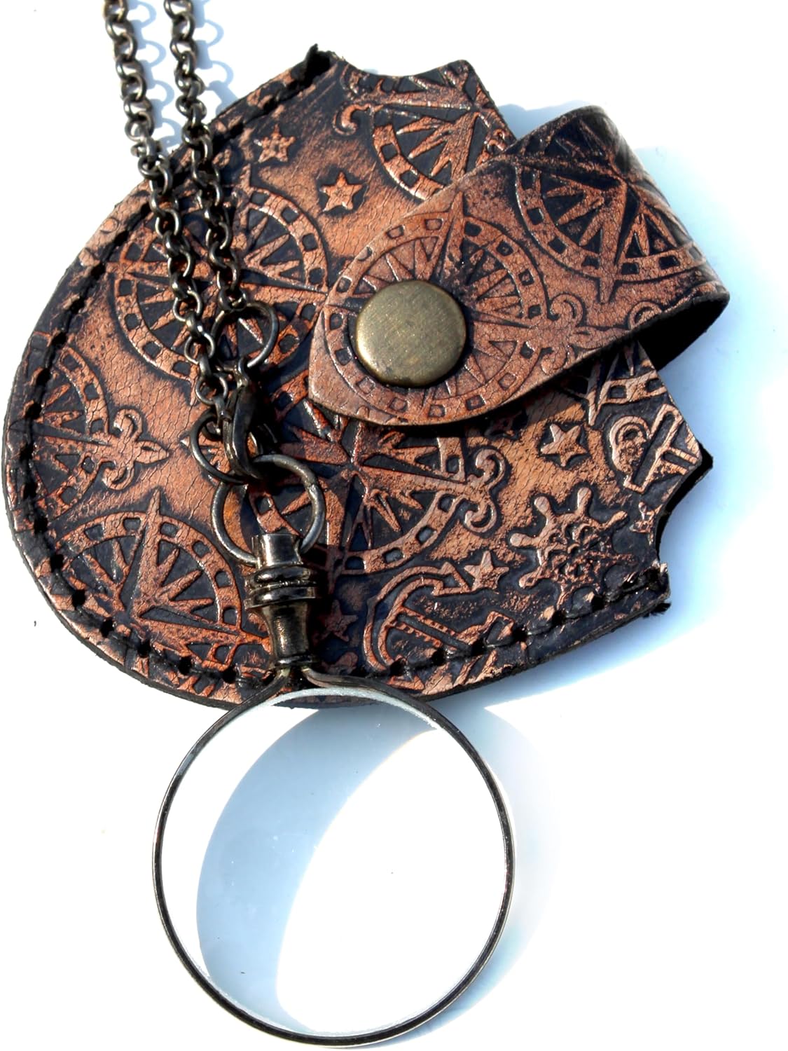 Brass Necklace Magnifiers 10X Super Magnifying Glass Pendant Magnifier for Book, Bible Reading Portable Pocket Magnifying Glass Magnification Lens for Jewlery, Coins, Crafts Magnifier (Black & Brown)