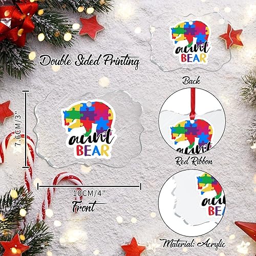 Miniatura 139 de Adorno de Navidad Mama Bear Novedad Acrílico Adornos de Navidad Mama Bear Autismo Rompecabezas Colorido Oso Navidad Colgante Ornamento Puzzle Piezas