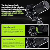 Vista 4 de AT2020 Microphone Shock Mount with Pop Filter, [Custom Built for audio technica Mic] Anti-Vibration Suspension Shockmount Holder Clip Compatible