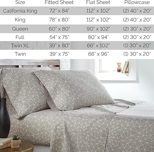 Miniatura 9 de Southshore Fine Living, Inc. Geometric Maze Collection, juego de sábanas de 4 piezas con bolsillo profundo de 14 pulgadas, fácil cuidado, juego de