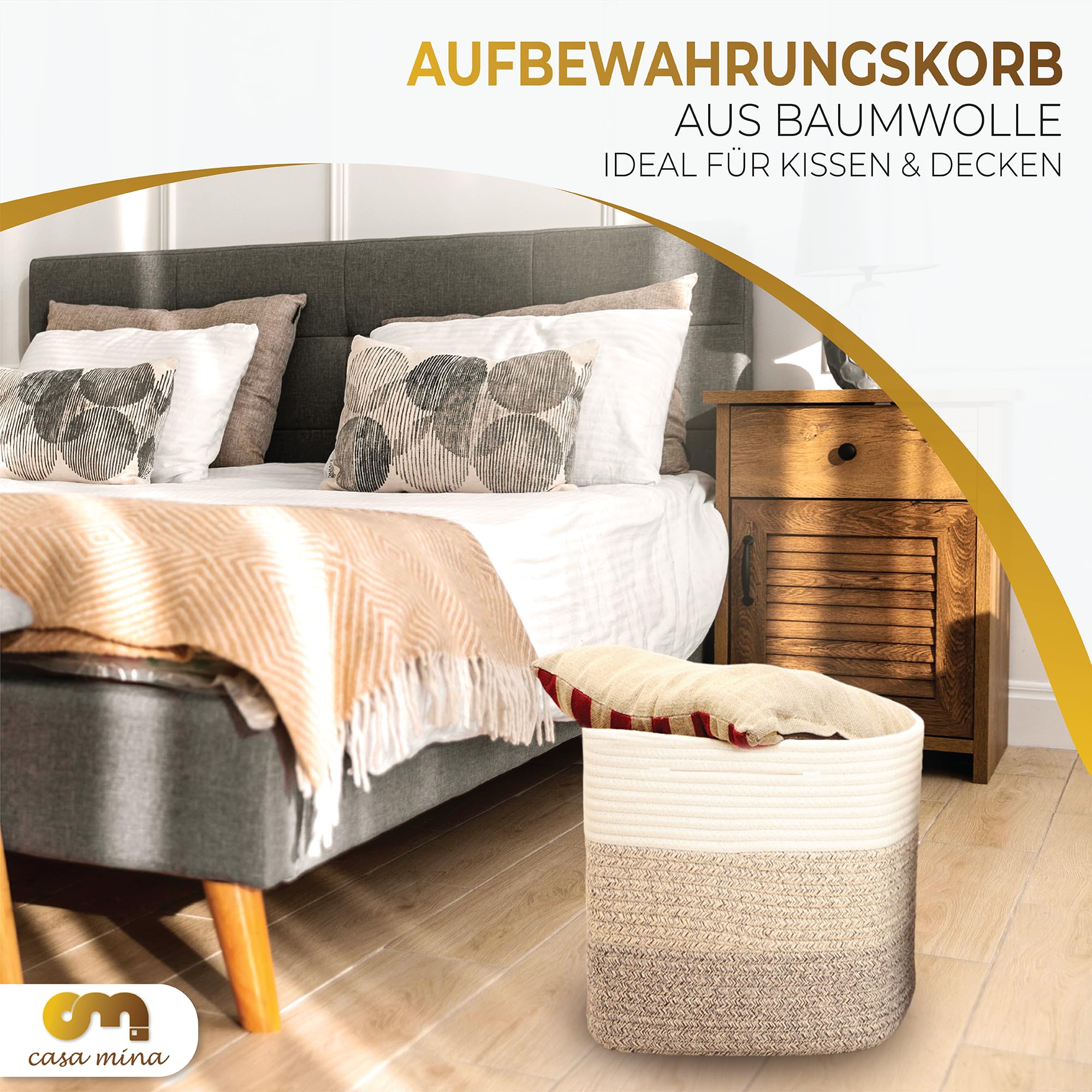 Casa Mina Aufbewahrungskörbe 3er Set - Geflochtene Baumwollkörbe