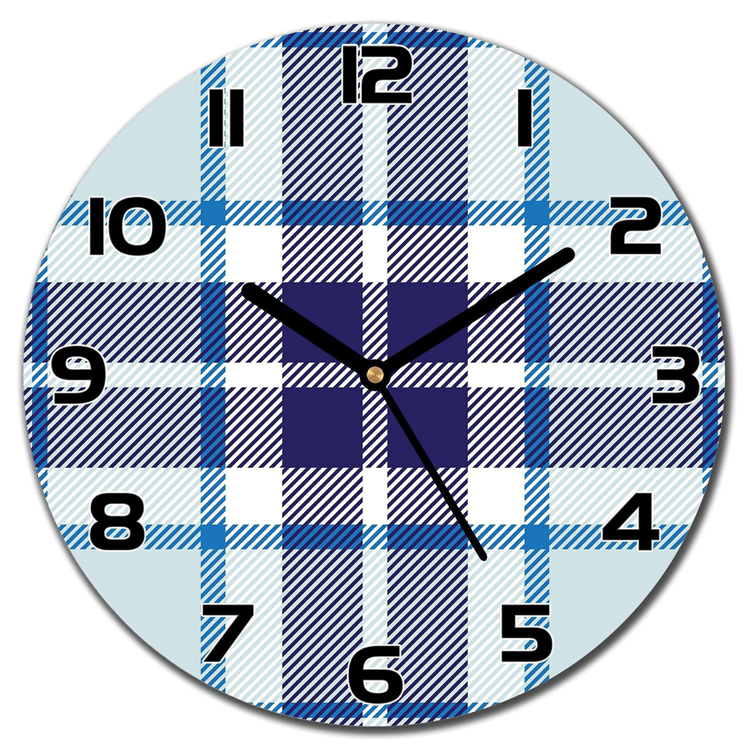 Horloge en verre de sécurité Coloray 30 cm impression luxe motif tartan