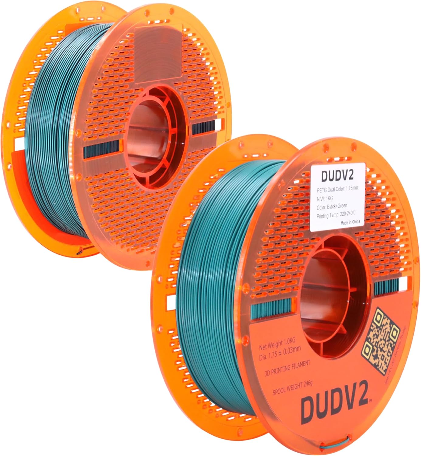 3D Printer Filament, PETG Dual Color Black/Gold, 1.75mm, 1KG Spool (Black/Green)